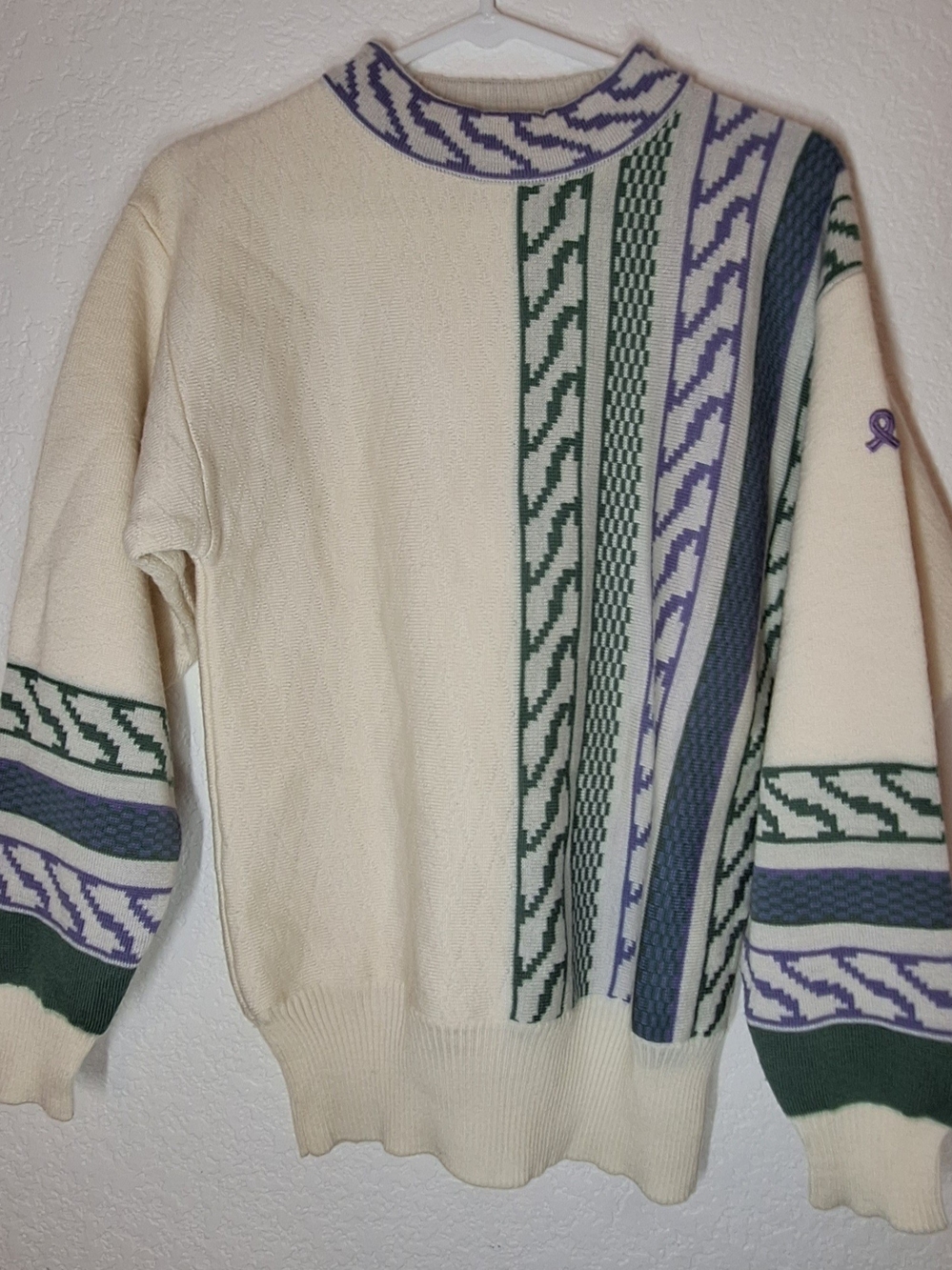VTG Demetre "W. Tally II" Geometric Ski Sweater Medium Wool Blend Made in HK